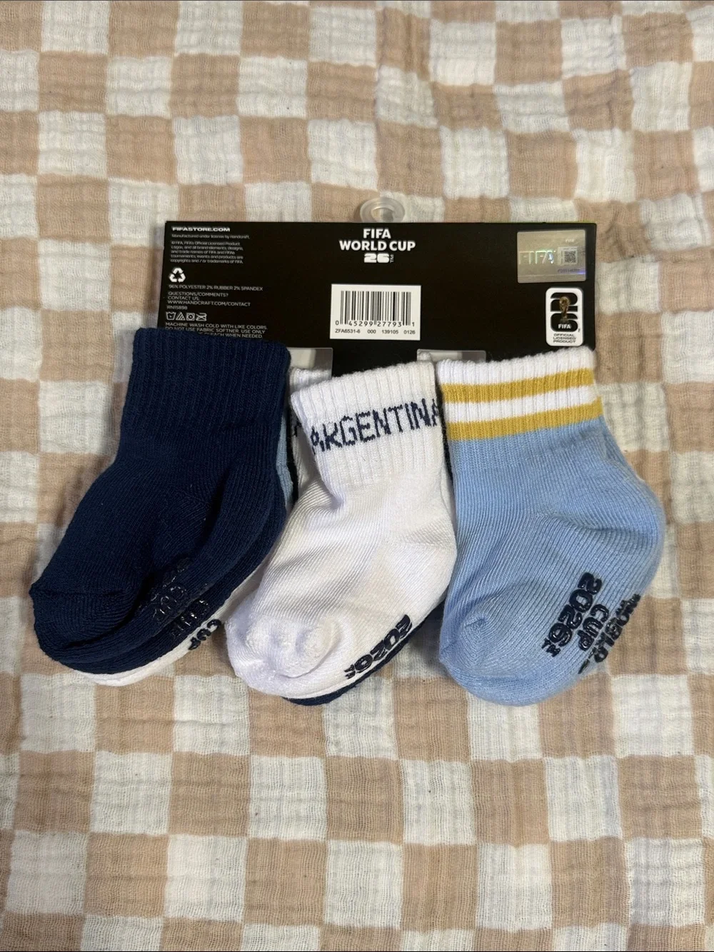 Kids 3-Pack Soccer Crew Socks - Light Blue, White & Navy